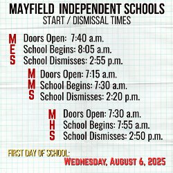 Graphic of times for the upcoming school year. 